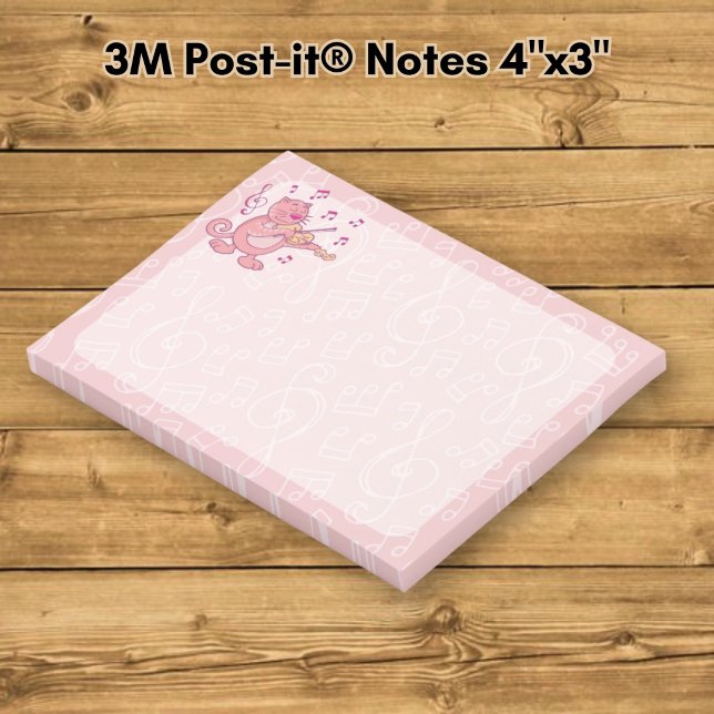 Pink Cat with Violin Post-it Notes (Creator Uploaded)