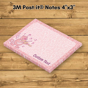 Pink Cat with Violin Post-it Notes