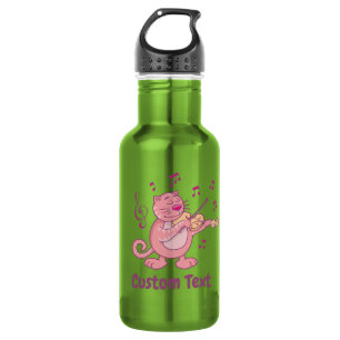 Pink Cat with Violin Stainless Steel Water Bottle