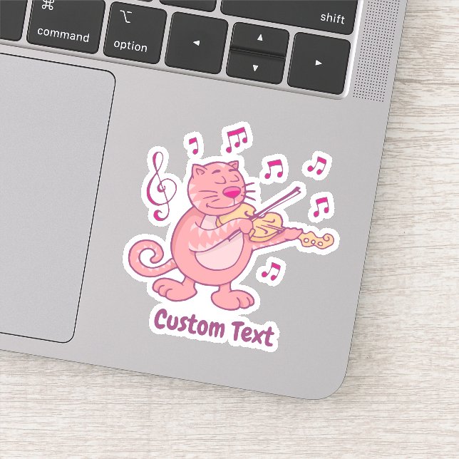 Pink Cat with Violin Sticker (Detail)
