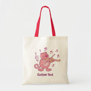 Pink Cat with Violin Tote Bag