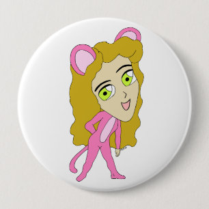 pink catgirl  10 cm round badge