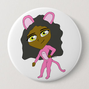 pink catgirl     10 cm round badge