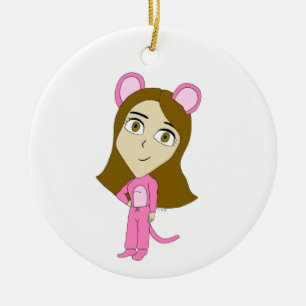 pink catgirl       ceramic tree decoration