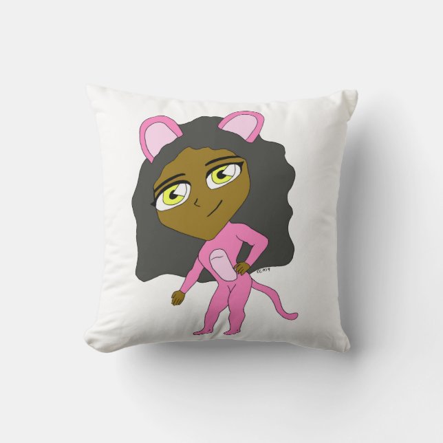 pink catgirl     cushion (Front)