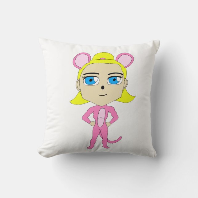 pink catgirl     cushion (Front)