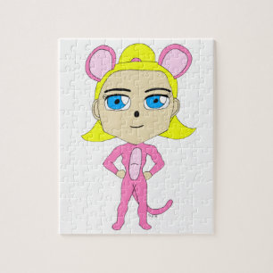 pink catgirl     jigsaw puzzle