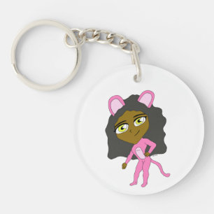 pink catgirl     key ring
