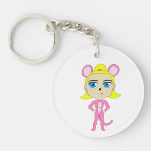 pink catgirl key ring