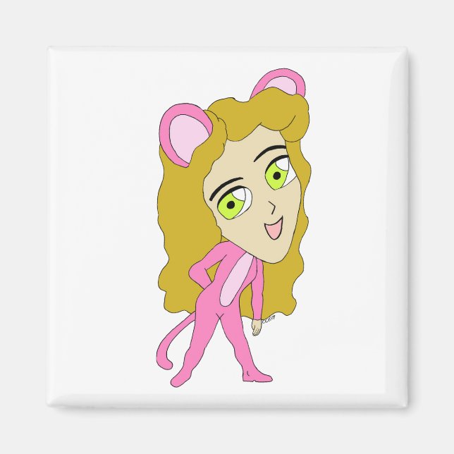 pink catgirl  magnet (Front)