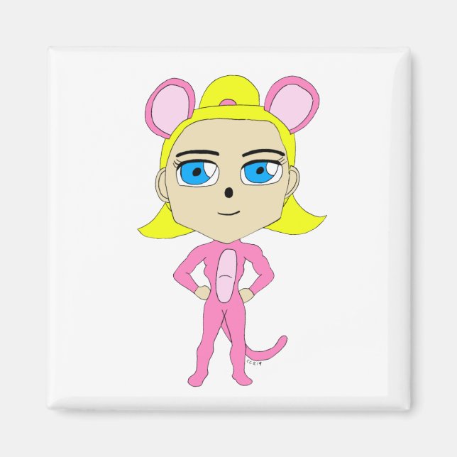 pink catgirl    magnet (Front)