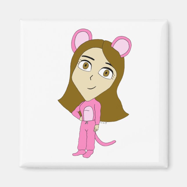 pink catgirl    magnet (Front)
