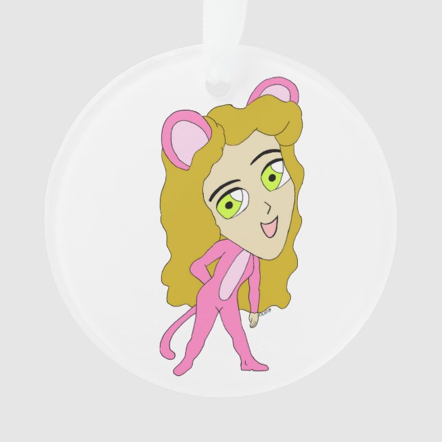 pink catgirl     ornament (Front)