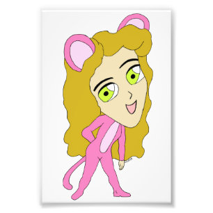 pink catgirl photo print