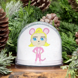 pink catgirl snowglobe