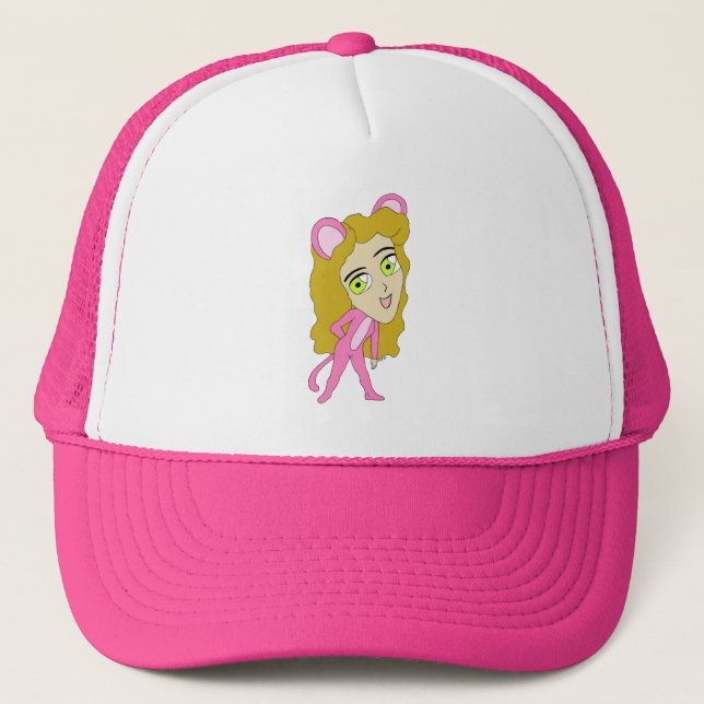 pink catgirl  trucker hat (Front)