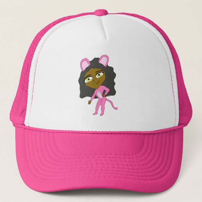 pink catgirl     trucker hat (Front)