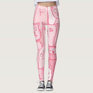 Pink Cats, Adorable Seamless Pattern. Leggings
