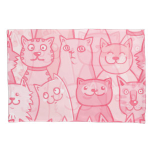 Pink Cats, Adorable Seamless Pattern. Pillowcase