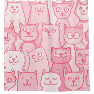 Pink Cats, Adorable Seamless Pattern. Shower Curtain