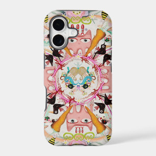 Pink CATS caleidoscope black birds Kaleidoscope
