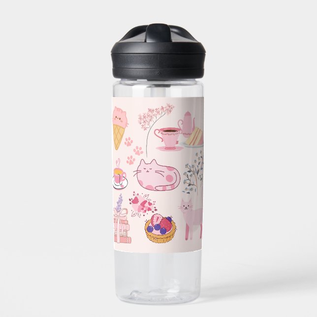 Pink Cats Cosiness Water Bottle (Front)