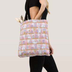 Pink Cats Library Book Girly Cute Pastel Reader Tote Bag