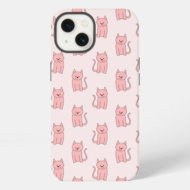 Pink Cats. Pattern iPhone Case (Back)