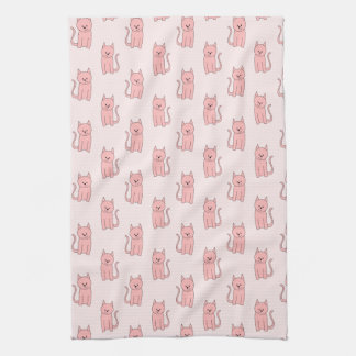 Pink Cats. Pattern Tea Towel