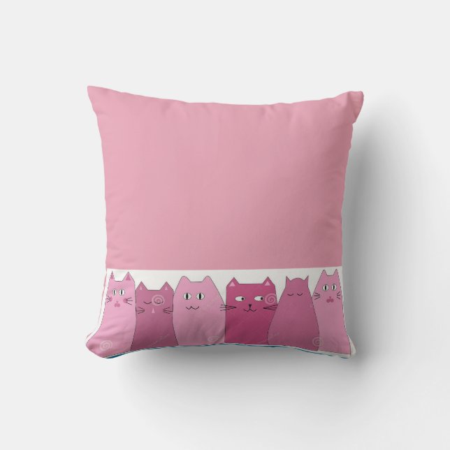 PINK CATS THROW PILLOW (Front)