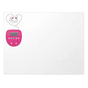 Pink CD Player with Earphones Kissing Notepad