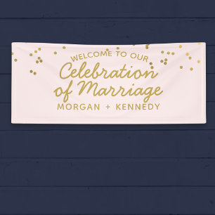 Pink Celebration of Marriage Wedding Banner