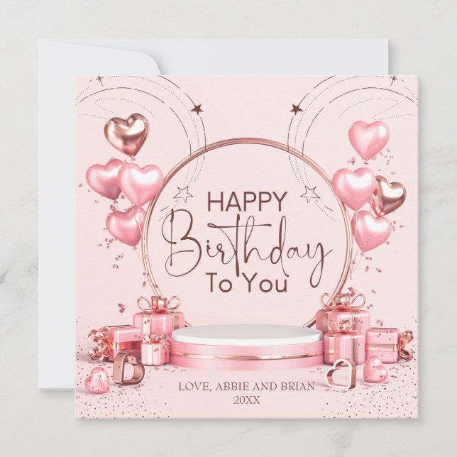 Pink Celebration Personalised Birthday Card (Front)