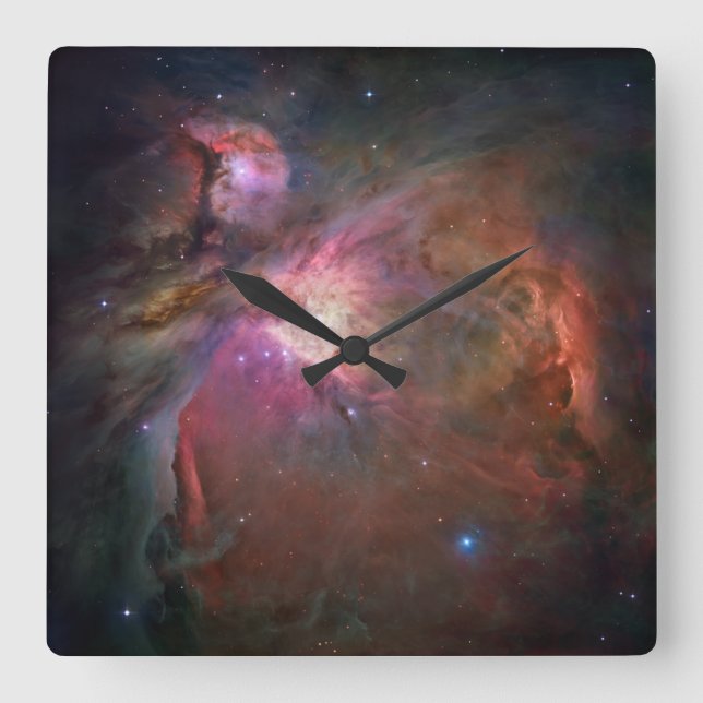 Pink Celestial Orion Nebula Photo Square Wall Clock (Front)