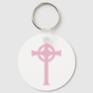 Pink Celtic Cross Key Ring