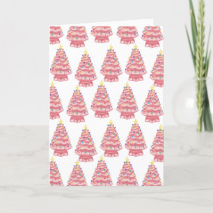 Pink Ceramic Xmas Trees Card