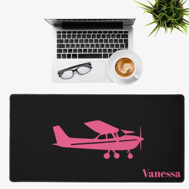 Pink Cessna Aeroplane Girly Aviation Custom Office Desk Mat (Creator Uploaded)