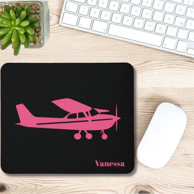Pink Cessna Aeroplane Girly Aviation Custom Office Mouse Pad (perfect gift for her)