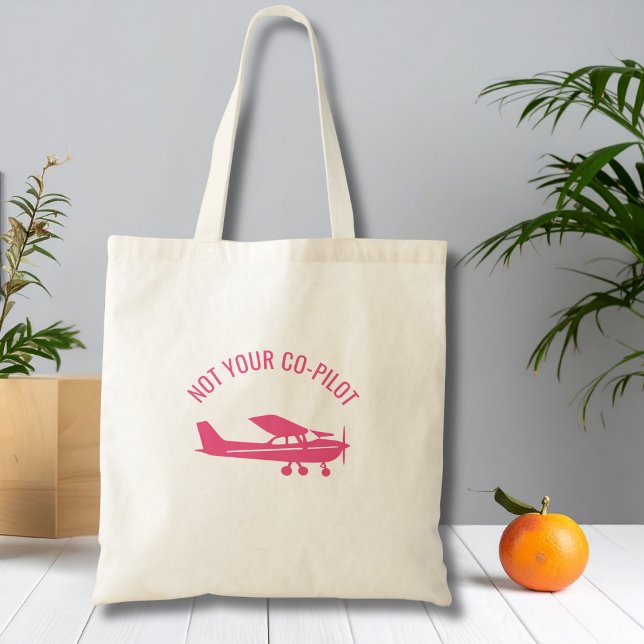Pink Cessna Airplane Not Your Co-Pilot Funny Femal Tote Bag (Creator Uploaded)