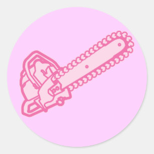 Pink Chainsaw of Love Classic Round Sticker