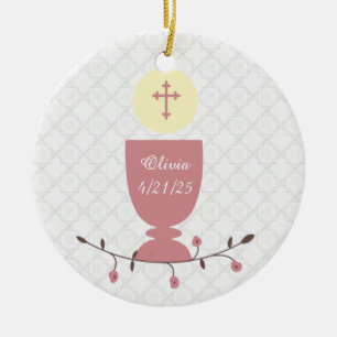 Pink Chalice and Lace Ceramic Tree Decoration