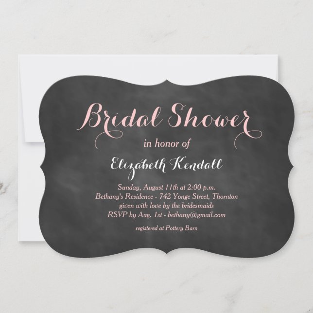 Pink Chalk Bridal Shower Invitation (Front)