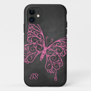 Pink Chalkboard Butterfly iPhone 5 Case-Mate ID 11 Case