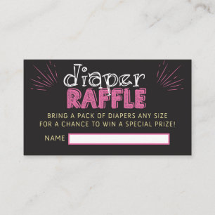 Pink Chalkboard Diaper Raffle Ticket Enclosure Card