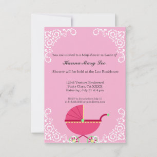 Pink Chalkboard Vintage Baby Shower Invitation