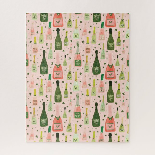Pink Champagne and Stars Pattern Jigsaw Puzzle (Vertical)