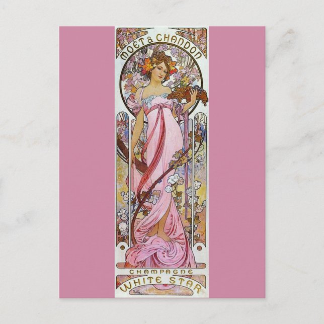 Pink Champagne - Art Nouveau Postcard (Front)