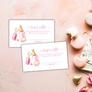 Pink Champagne Beer Diaper Raffle Baby Shower Enclosure Card
