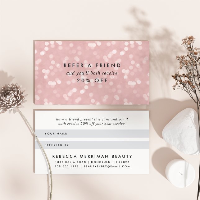 Pink Champagne Bokeh Referral Card (Creator Uploaded)
