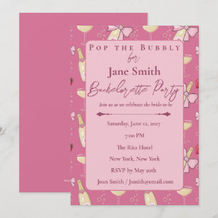 Pink Champagne Bridal Celebration Customisable Invitation